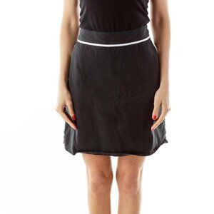 Charter Club Black Pocketed Skirt w/ White Lines